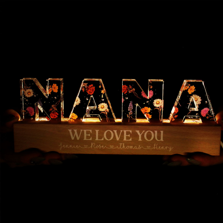 Custom Flower Printed LED Night Light, Birth Month Flower, Gift For Grandma, Gift For Mom, Gift For Mother's Day