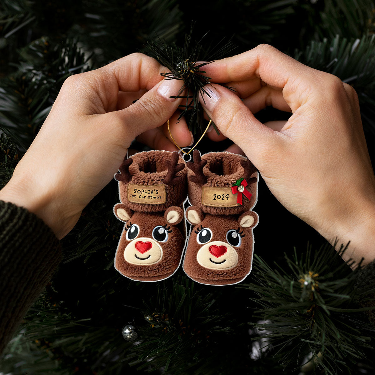 Baby Cozy Fleece Booties 2D Flat Personalized Acrylic Ornament