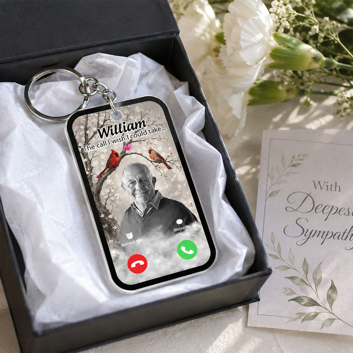 Cardinals The Call I Wish I Could Take - Personalized Acrylic Keychain - Memorial Sympathy Gift Remembrance Keepsake Photo Inserted