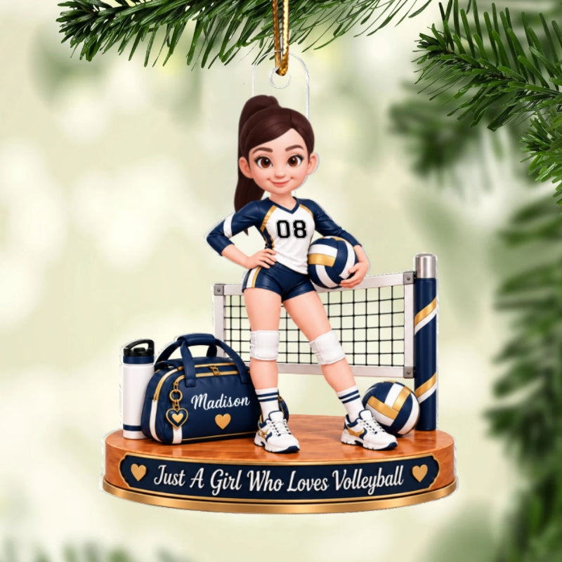 Just a Girl Who Loves Volleyball - Personalized Acrylic Ornament - Christmas Gift for Daughter, Granddaughter