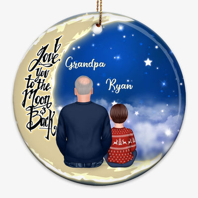 Grandpa Grandkids On Moon Personalized Circle Ornament