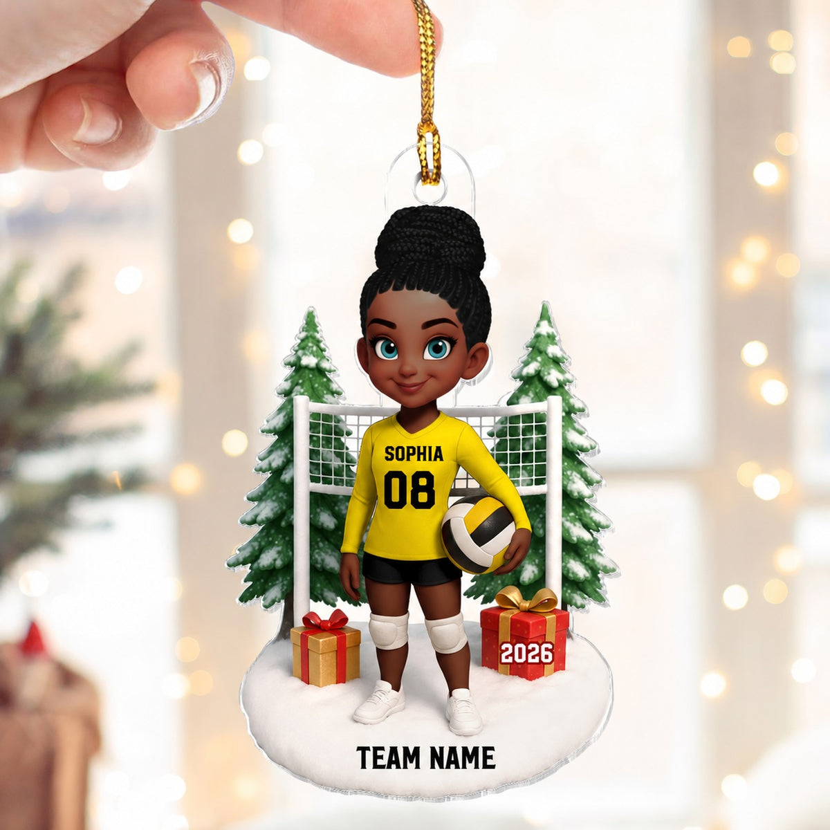 3D Effect Christmas Volleyball Player - Personalized Acrylic Ornament - Gift For Volleyball Lovers, School Volleyball Team