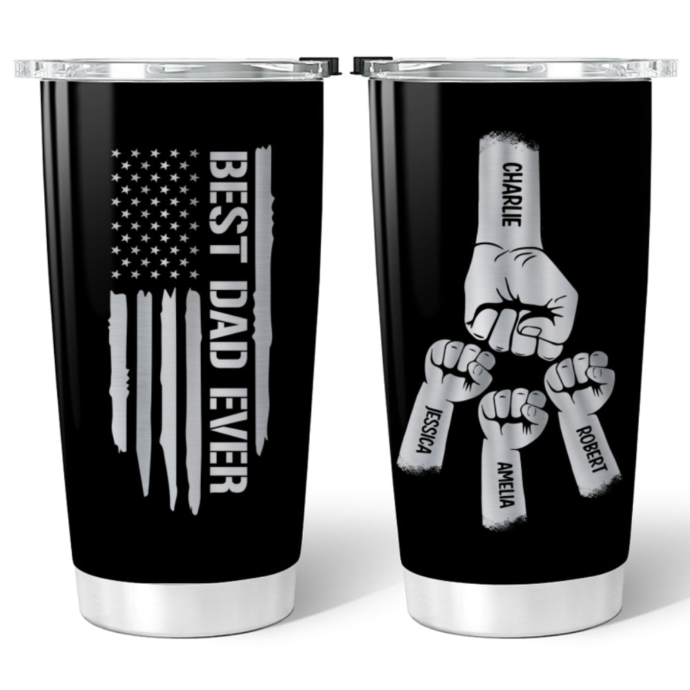 Best Dad Grandpa Ever Fist Bump Personalized Tumbler| Coolest Father's Day Gift For Dad, Grandpa