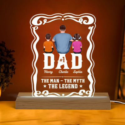 No 1 Dad The Legend Personalized Custom Shape Warm LED Night Light