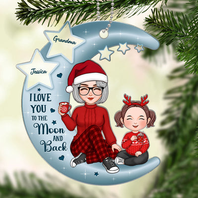 Love You To The Stars Cute Grandma Grandkid Sitting Personalized Acrylic Ornament