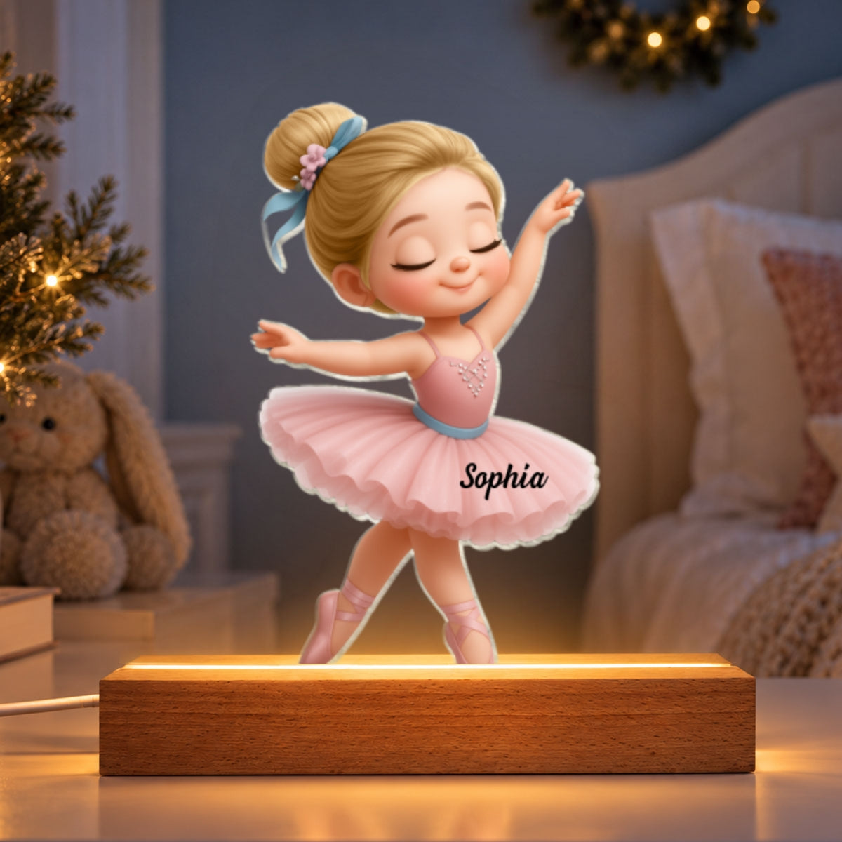 Custom Ballerina Girl - Personalized Acrylic Block LED Night Light - Nursery Room Lamp, Birthday Gift, Christmas Gift for Daughter, Granddaughter