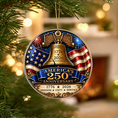 America 250th Anniversary Liberty Bell - Personalized Acrylic Ornament - Patriotic Christmas Tree Decor