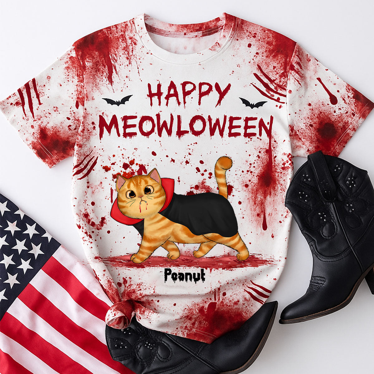 Happy Meowloween Spooky Walking Cat Personalized Shirt, Halloween Costume For Cat Lover