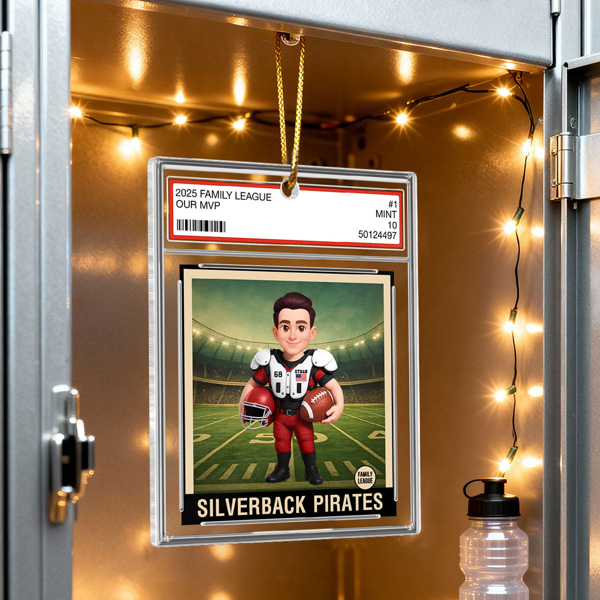 American Football Player All Star Trading Card Style - Personalized Acrylic Ornament - Christmas Gift For Son, Grandson