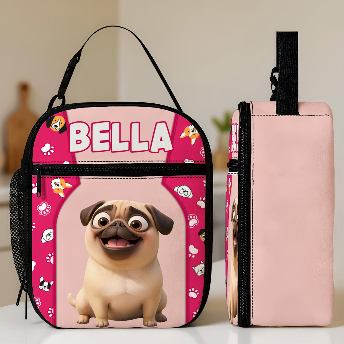 Cute Cartoon Dogs Cats Personalized Insulated Lunch Bag for Kids, Back to School Gift for Kids