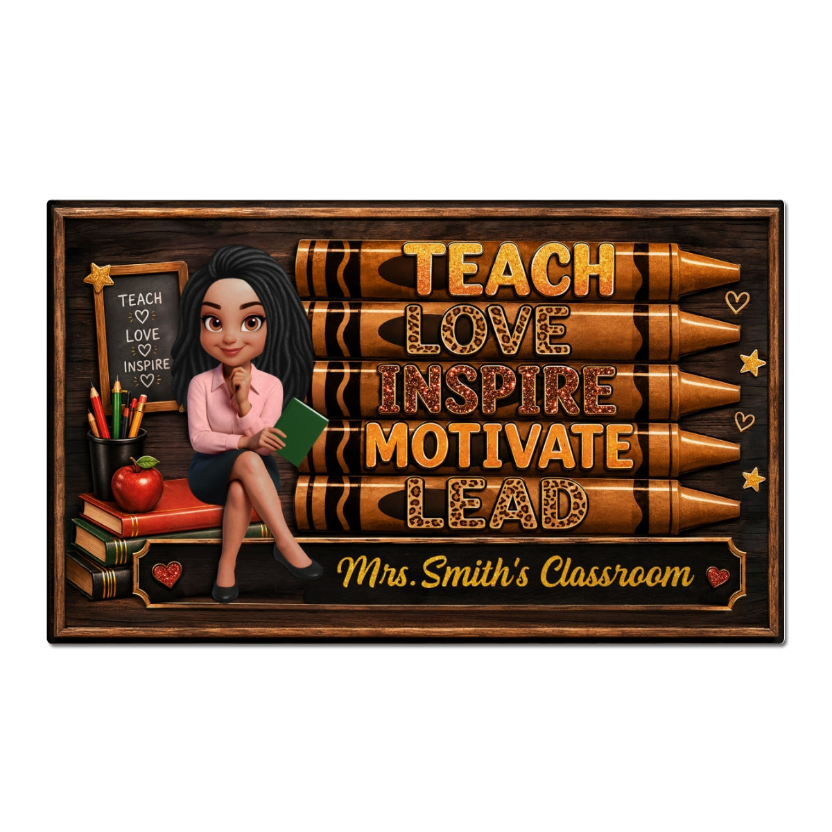 Teach Love Inspire Teacher - Personalized Doormat - Back to School Decor for Teachers