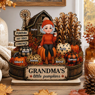 Grandma Pumpkins Hay Rides Corn Maze 2D Flate - Personalized Wooden Plaque