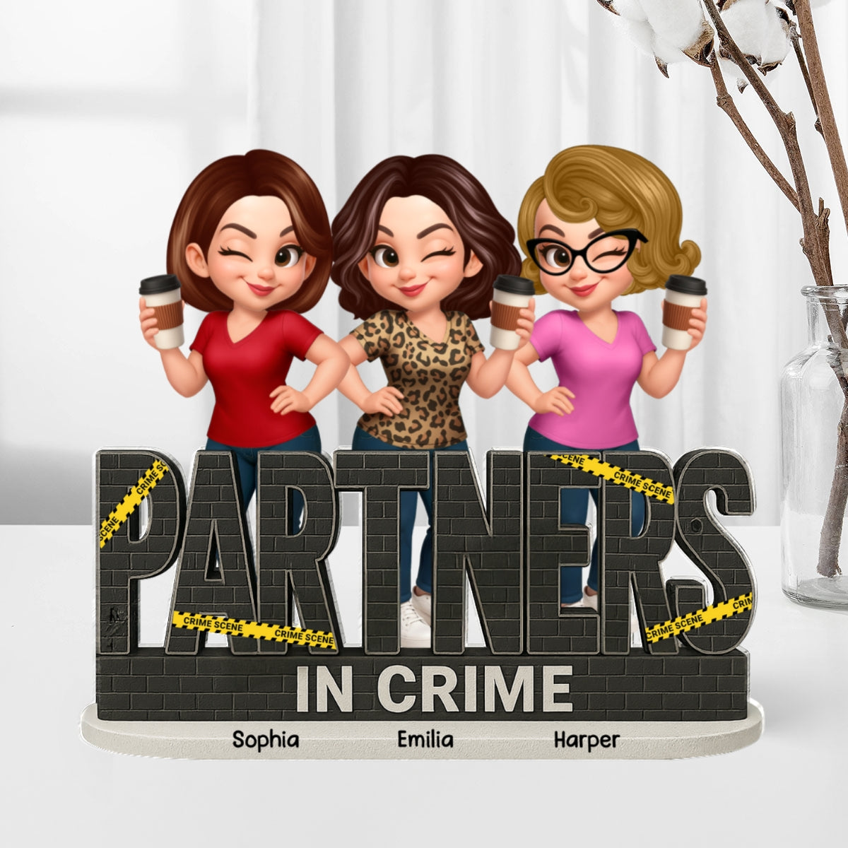 Partners In Crime Do Not Cross Besties Sisters - Personalized Acrylic Block Plaque