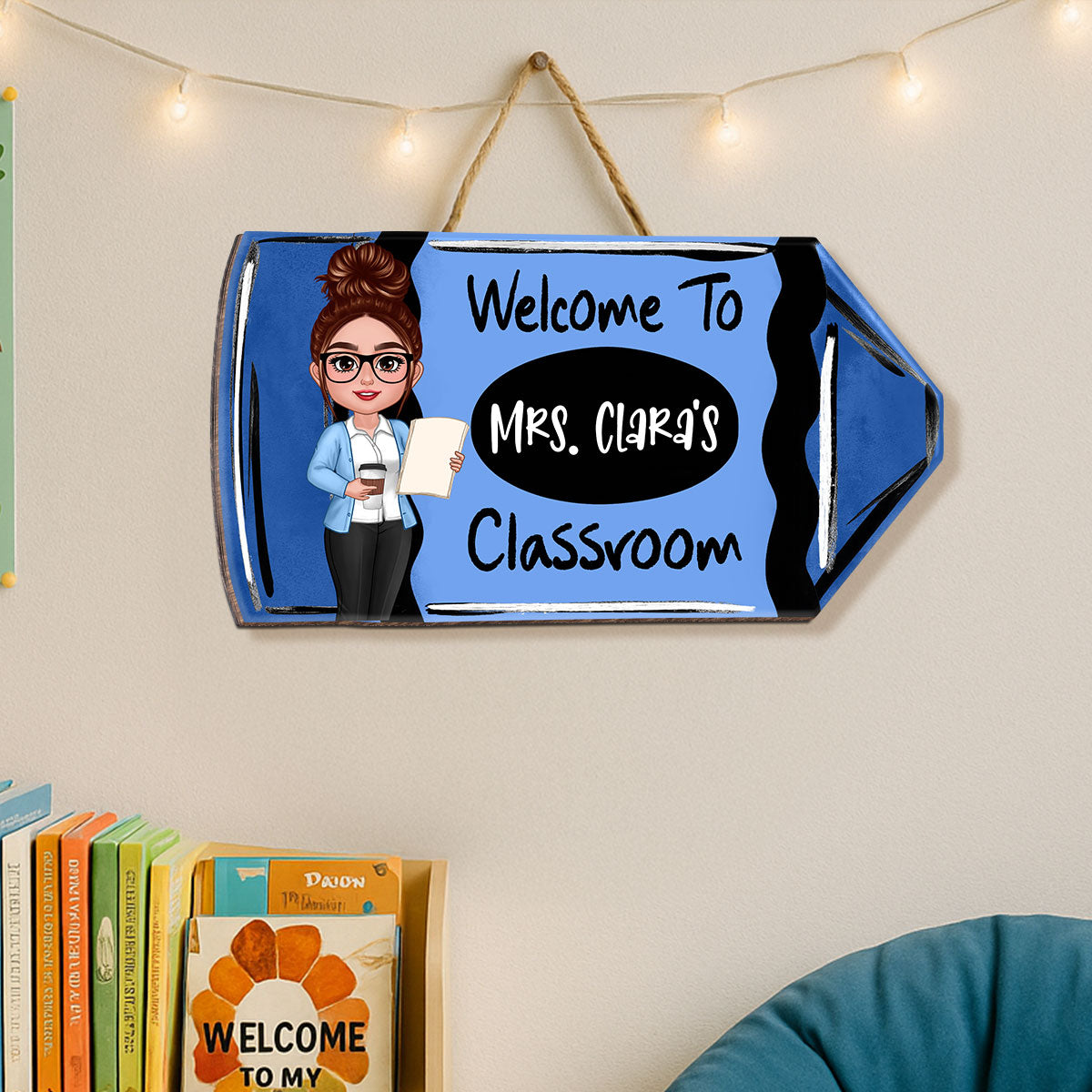 Teacher Crayon Personalized Wood Sign