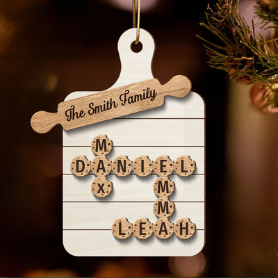 Cookie Board Crossword Puzzle, Family Grandm Santas Favorites, Personalized 2-Layer Wooden Ornament