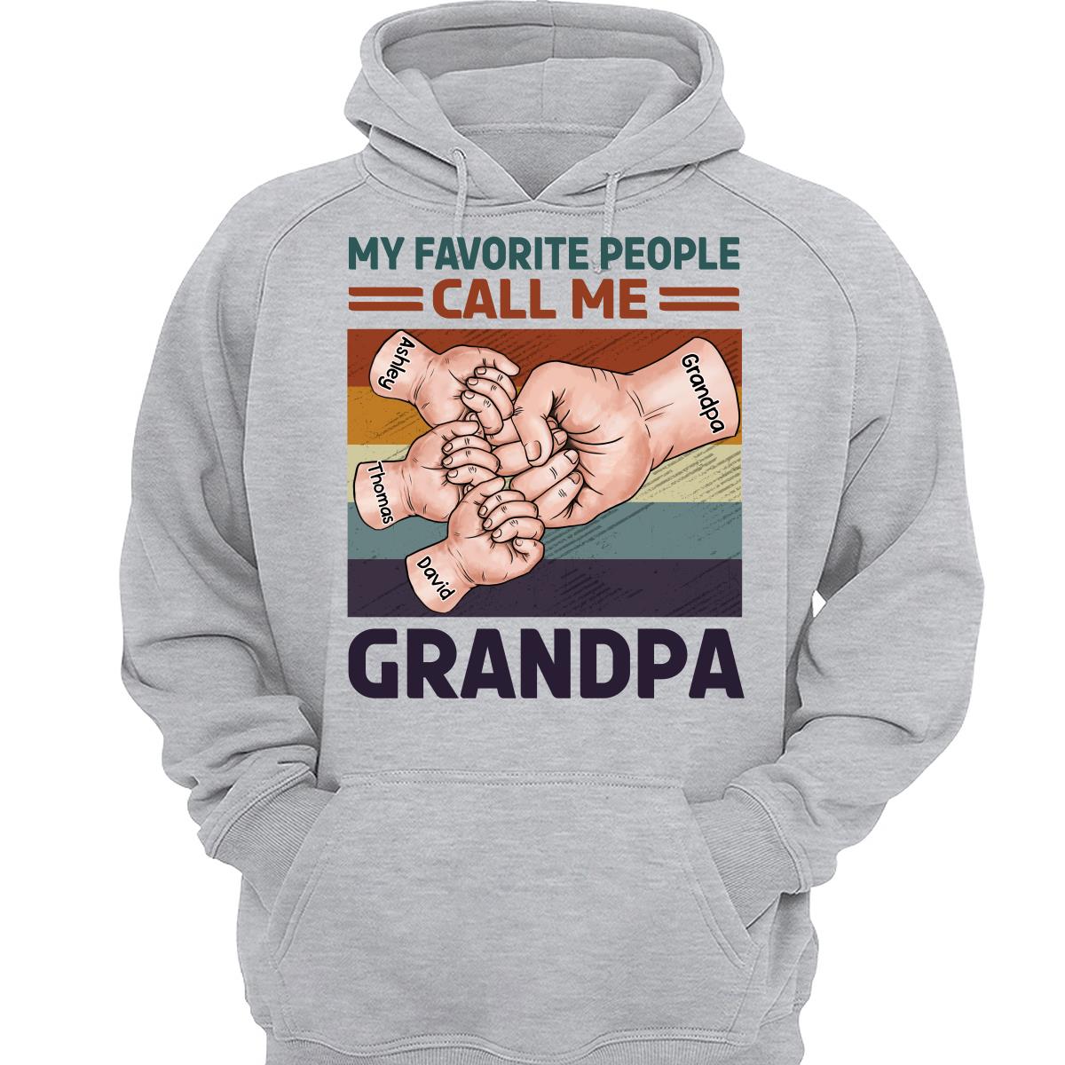 Retro Grandpa Dad And Kids Fist Bump Hands My Favorite People Call Me Grandpa Dad Personalized Shirt