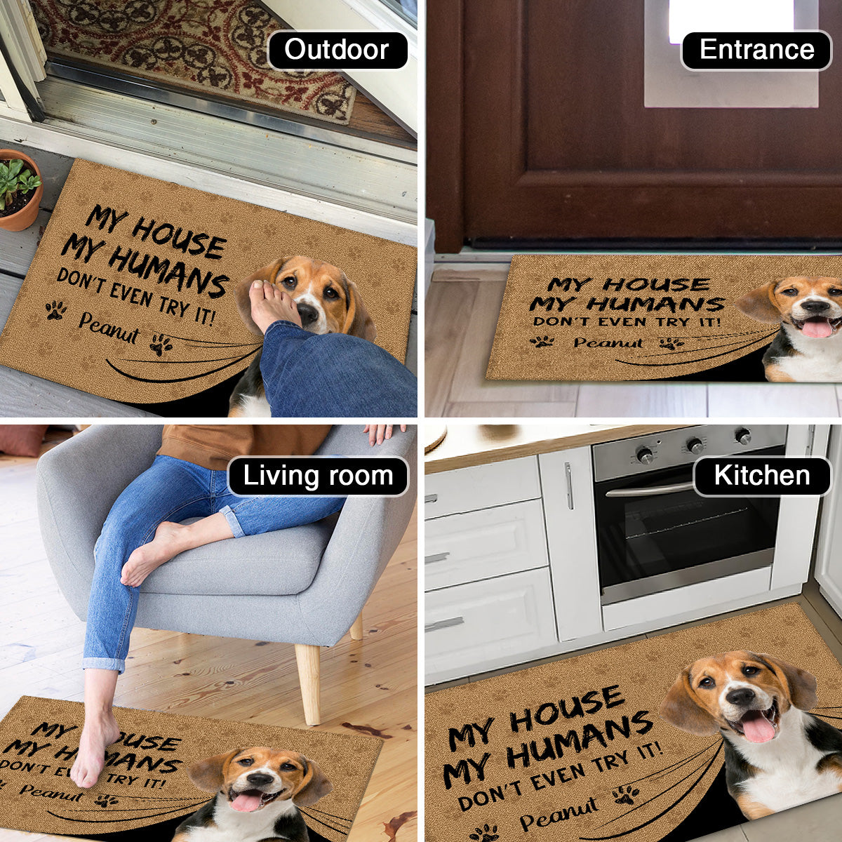 My House My Humans Don‘t Even Try Dog Cat Pet Photo Personalized Doormat