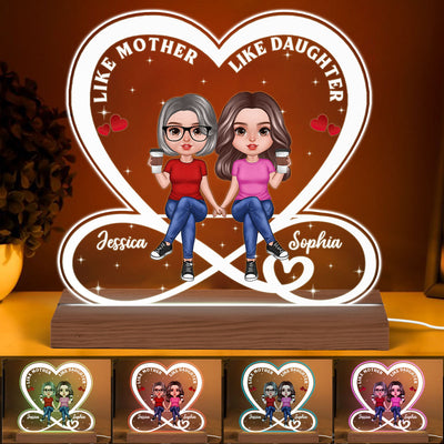 Realistic Doll Mother Daughter Infinity Heart Personalized Acrylic Custom Shape LED Night Light