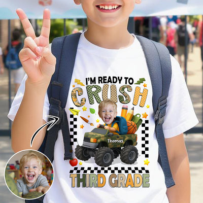I'm Ready to Crush School Personalized Youth Shirt, Back to School from Pre-K to Fourth Grade for Boys