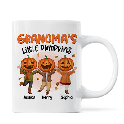 Grandma‘s Little Pumpkins Happy Kids With Pumpkin Head Personalized Fall Season Mug
