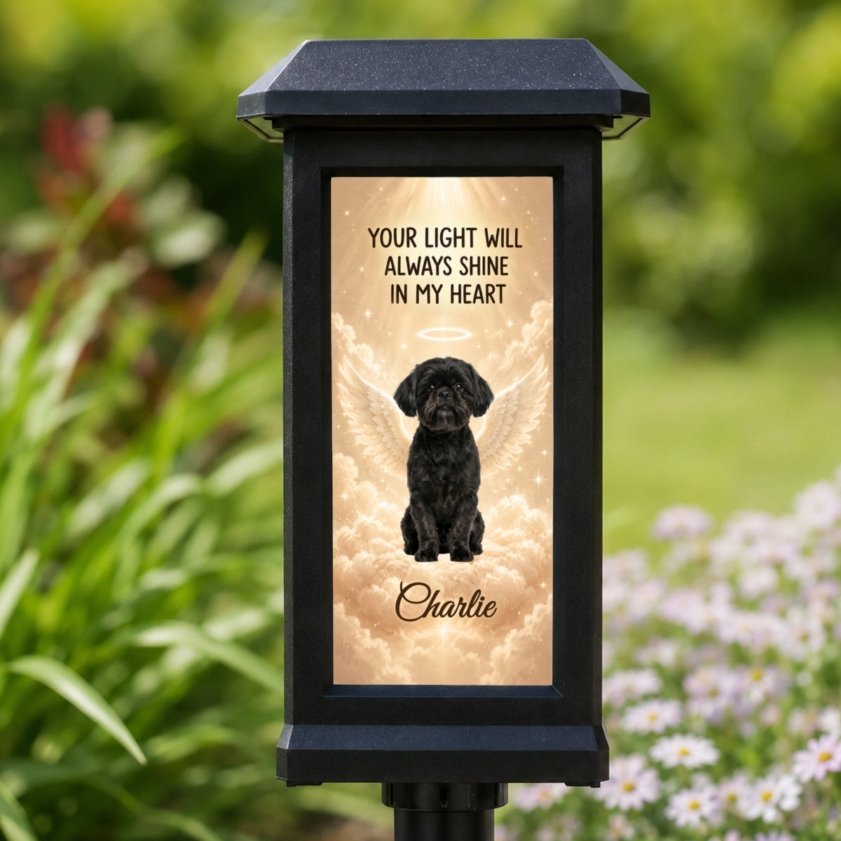 Your Light Will Always Shine in My Heart Pet Memorial - Personalized Solar Garden Light - Heartfelt Remembrance Keepsake