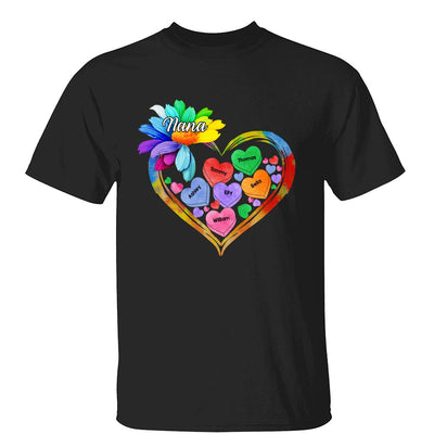 Grandma Mom Hearts Daisy Personalized Shirt