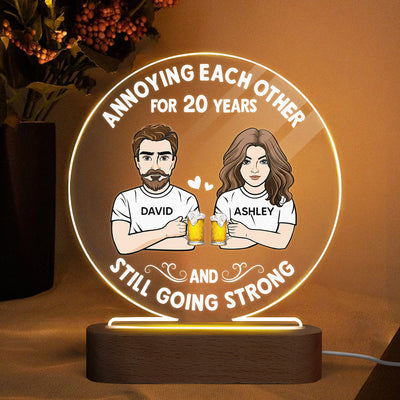Annoying Each Other Couple Drinking Personalized Circle Acrylic Plaque With LED Night Light - Valentine‘s Day Gift - Anniversary Gift For Couple - Gift For Him - Gift For Her