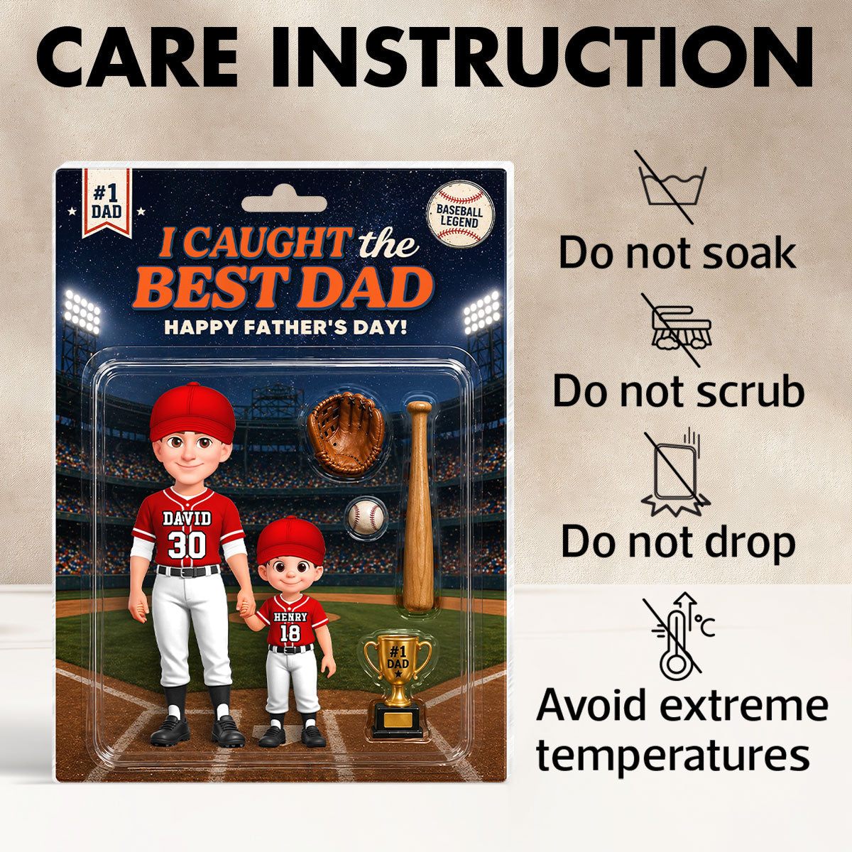 Retro Friday Night Light Baseball We Caught The Best Dad - Personalized Acrylic Block Plaque - Father's Day Gift For Baseball Dad