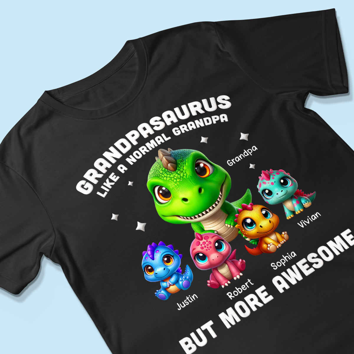 Daddysaurus Grandpasaurus 3D Dinosaurs Personalized Shirt, Father's Day Gift For Dad, For Grandpa