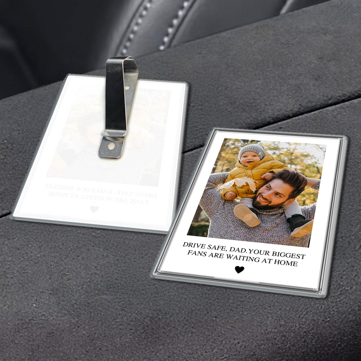 Dad Gifts Custom Photo Car Visor Clip Personalized Father's Day Gift for Him, Unique Gift for Dad from Son, Daughter, Wife, Sentimental Keepsake