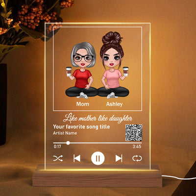 Like Mother Like Daughters Favorite Song Scannable QR Code Personalized Rectangle Acrylic Plaque LED Night Light