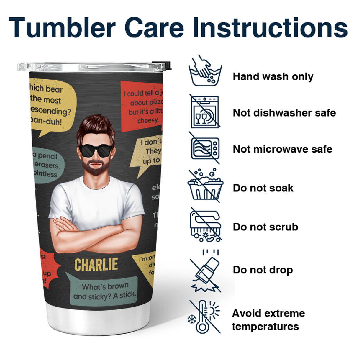 I Keep All My Dad Jokes In My Dad-A-Base Funny Dad Jokes Gift For Men Personalized Tumbler