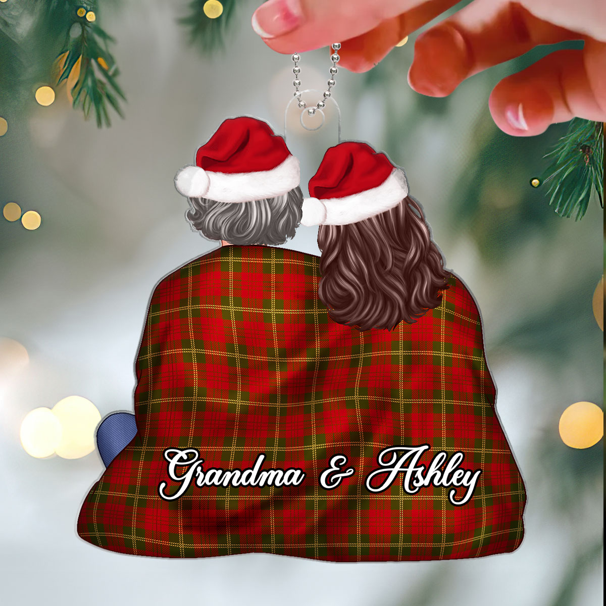 Grandma & Grandkid In Blanket Christmas Gift For Granddaughter Grandson Personalized Acrylic Ornament