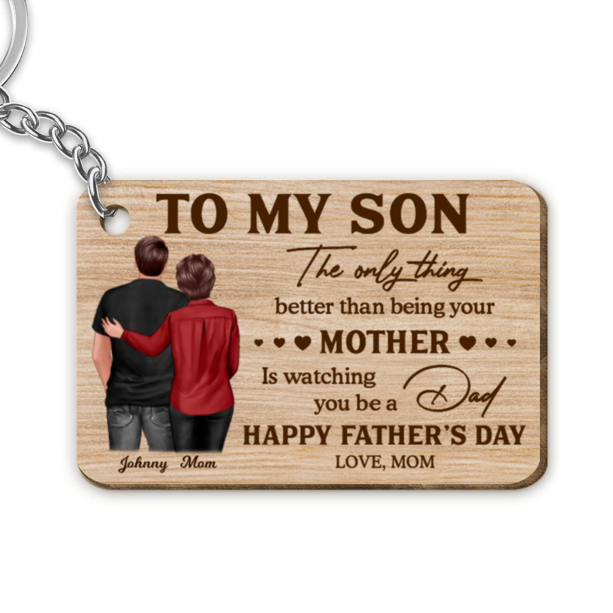 To My Son From Mom Personalized Wooden Keychain| Heartfelt Father's Day Gift For Son