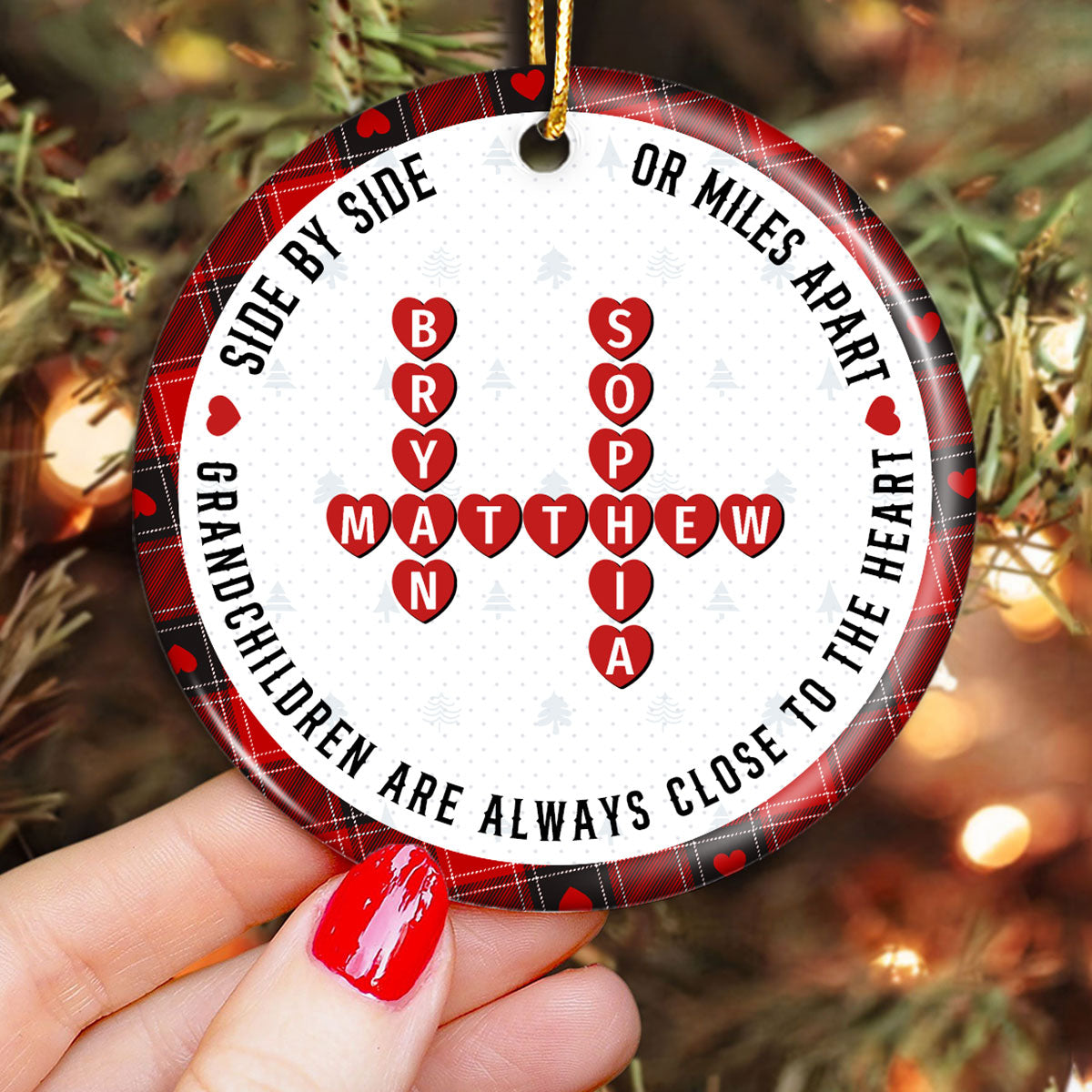 The Love Between A Grandma And Her Grandkids Is Forever, Crossword Puzzle Personalized Ceramic Ornament