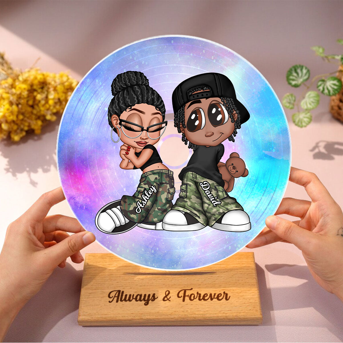 Y2K Couple Retro CD Personalized Acrylic Circle Acrylic Plaque,  Gift, Anniversary Gift for Him, for Her