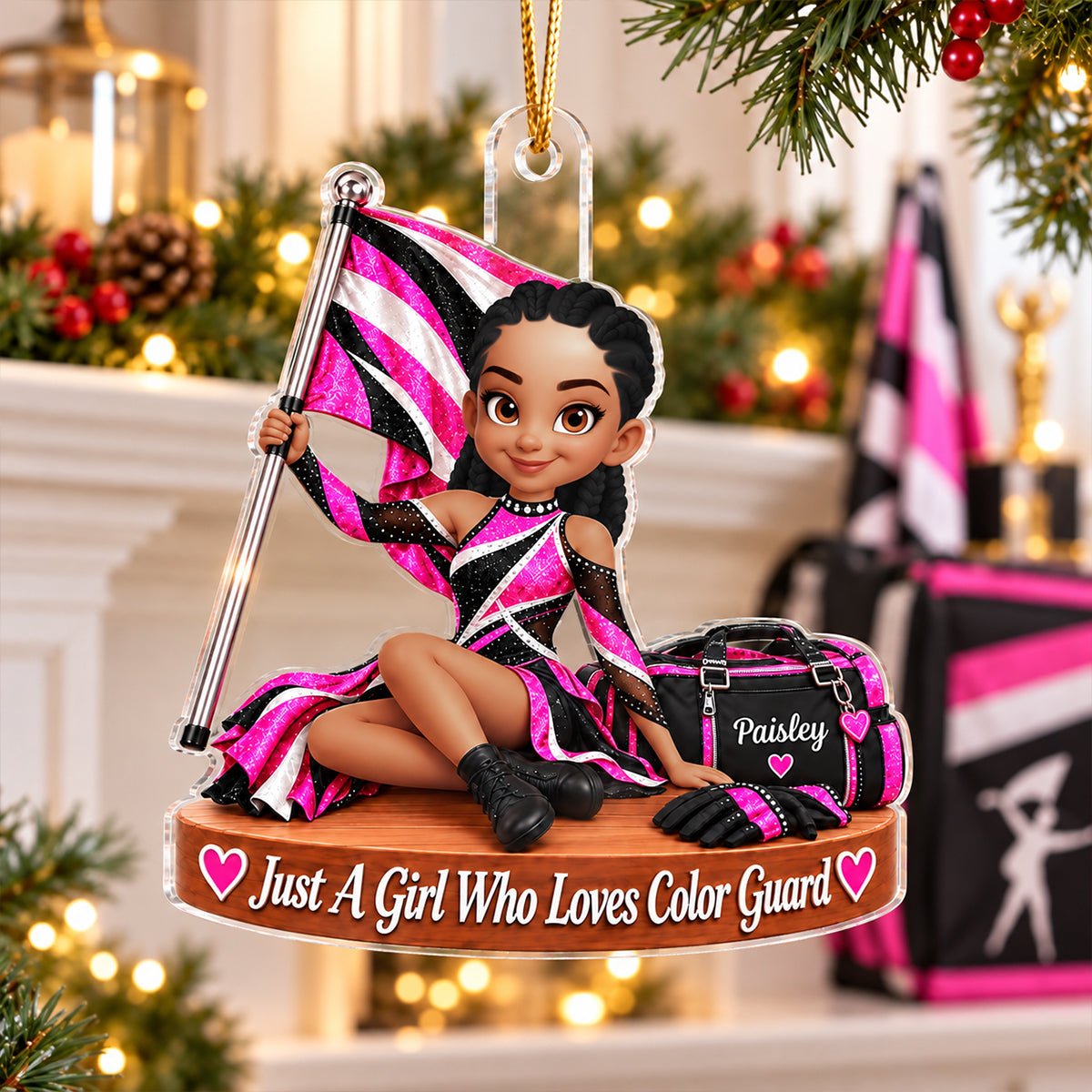 Just a Girl Who Loves Color Guard - Personalized Acrylic Ornament - Christmas Gift for Daughter, Granddaughter, Niece