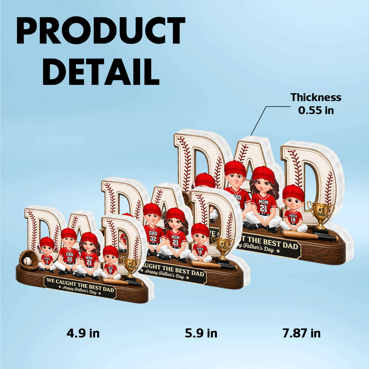 Baseball Legend Daddy's Dream Team - Personalized Acrylic Block Plaque - Father's Day Gift For Dad