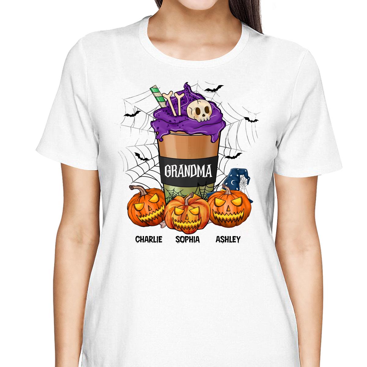 Halloween Latte Grandma Mom Personalized Shirt