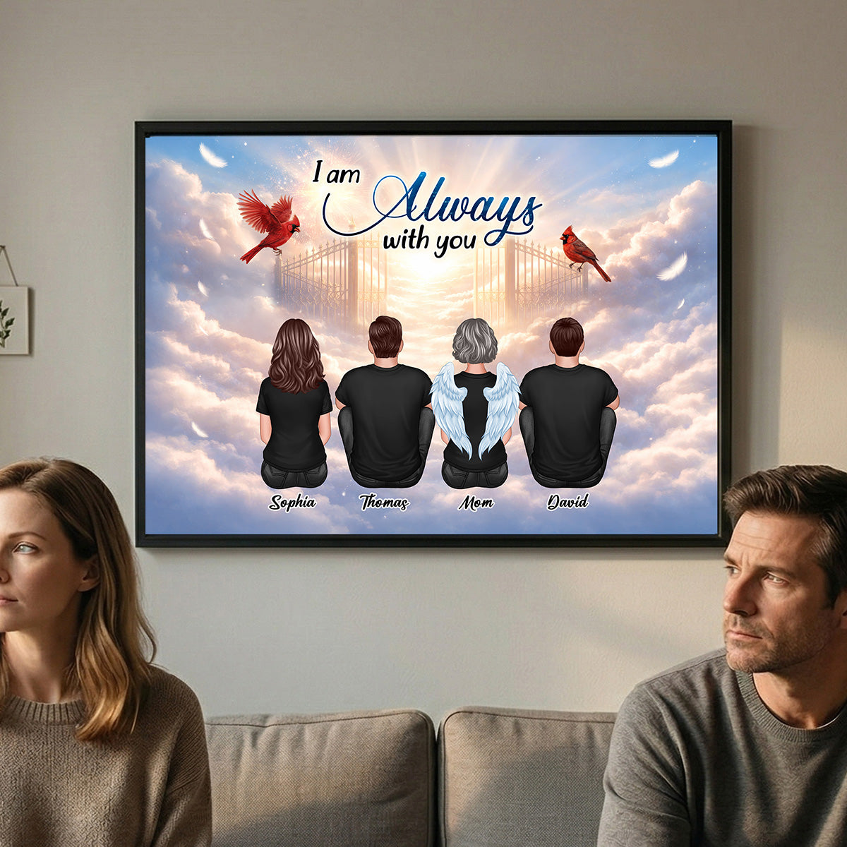 Cardinal Angel Heaven Gate Family Memorial Always With You - Personalized Poster - Gift For Memorial, Sympathy Gift, Remembrance Gift