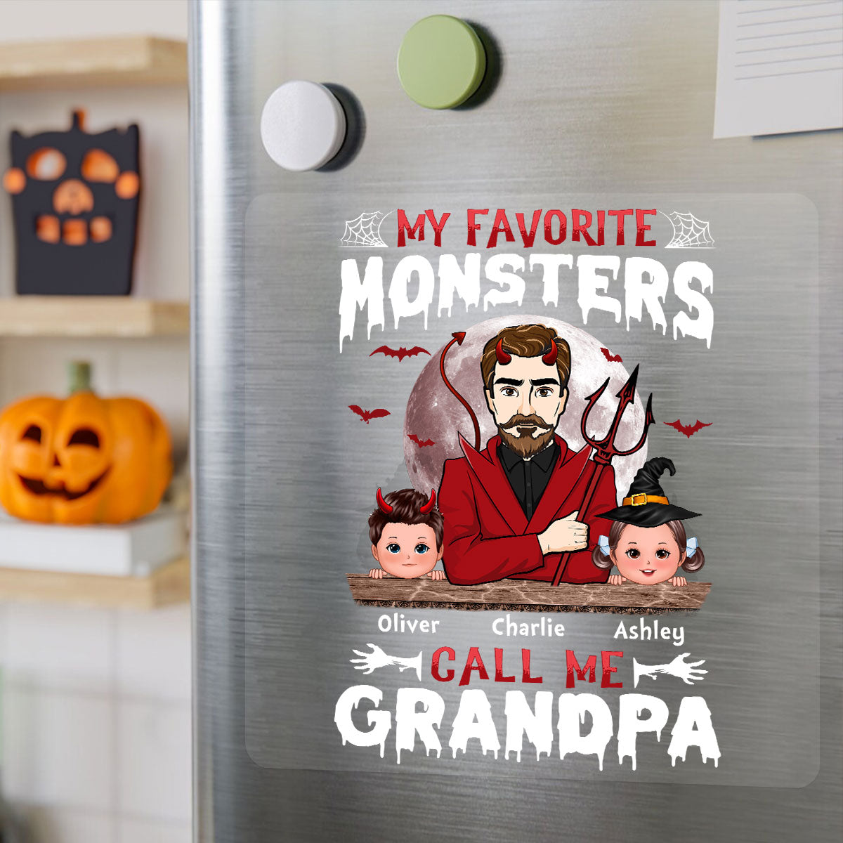 Favorite Monsters Dad Grandpa Personalized Decal, Halloween Decor
