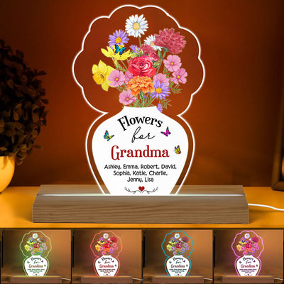 Flowers For Mom Grandma Personalized Acrylic Custom Shape LED Night Light