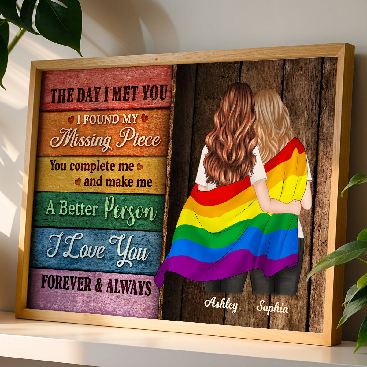 LGBT Flag Wood Pallets Texture Couple The Day I Met You Pride Month Personalized Poster