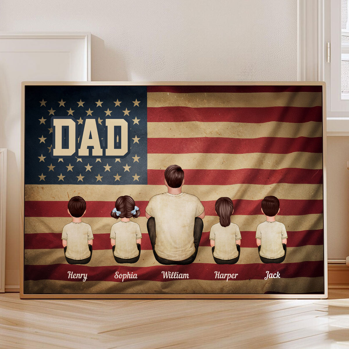 Vintage Retro Nation Flag Family Personalized Poster, Gift For Dad, Mom