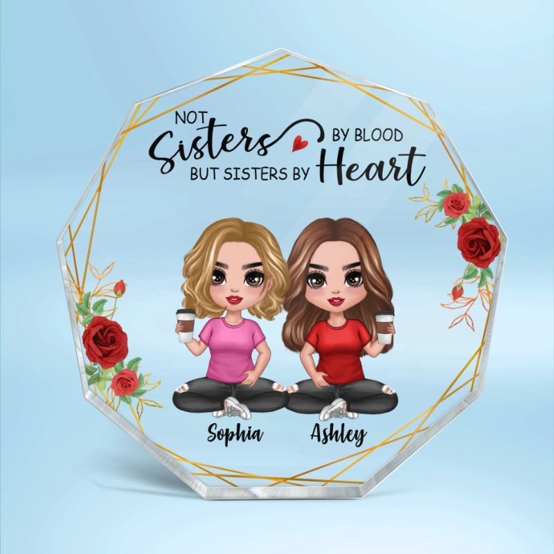 Doll Besties Sitting Floral Gift For Best Friends Personalized Nonagon Acrylic Plaque