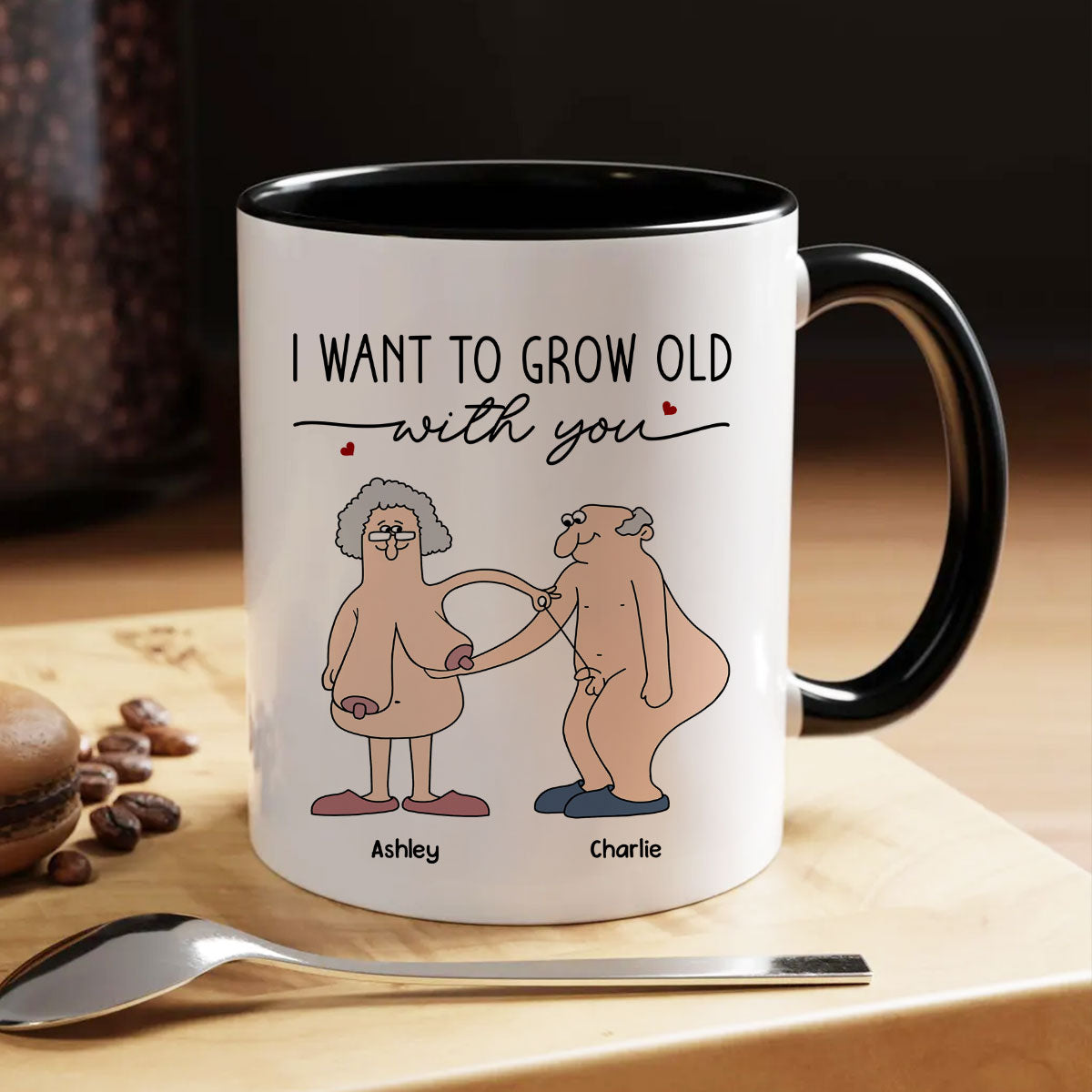 Want To Grow Old With You Funny Old Couple Anniversary Keepsake  Gift Personalized Mug