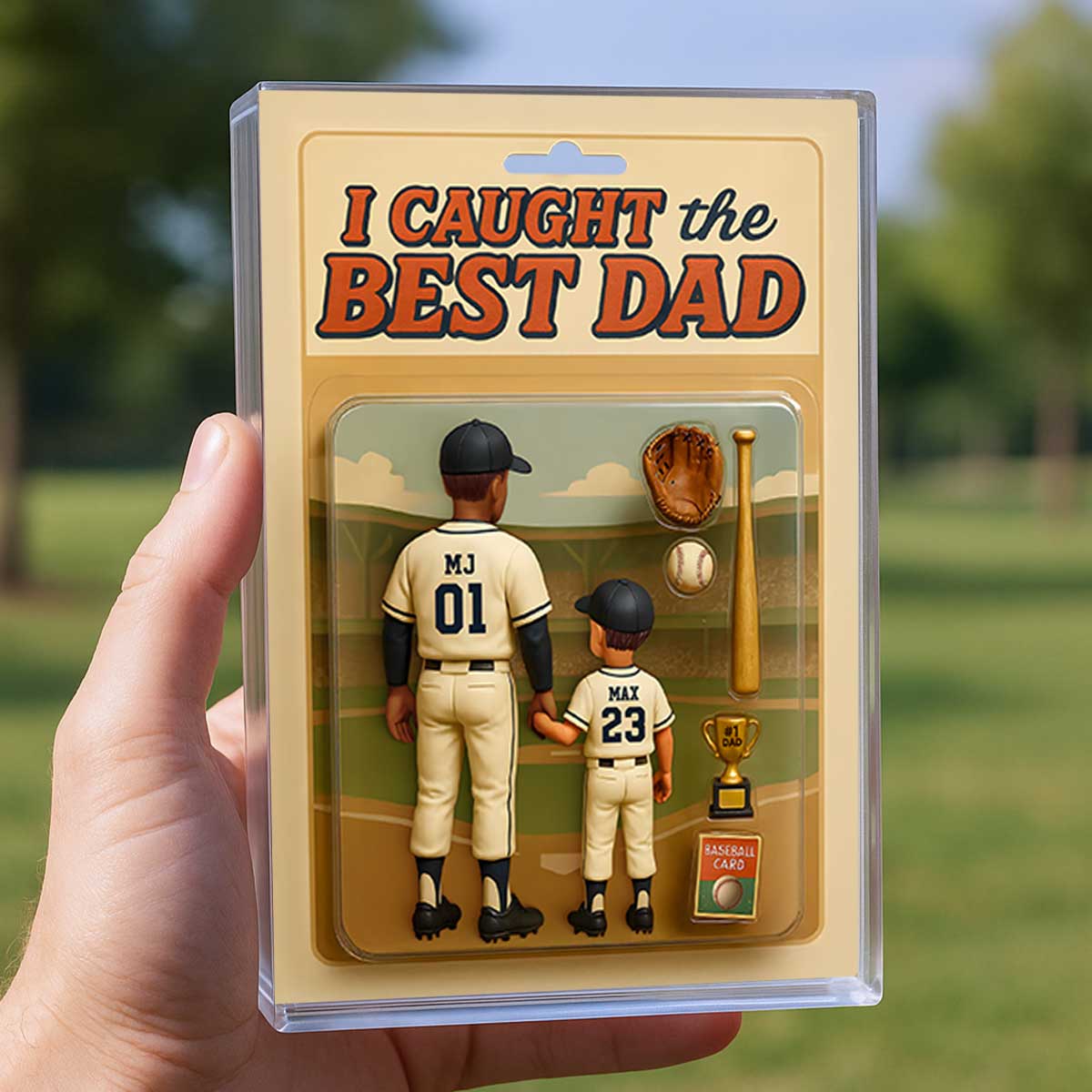 We Caught the Best Dad, Grandpa Baseball Custom Figure Personalized Acrylic Block Plaque