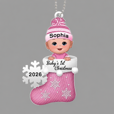 Baby Fisrt Christmas Stocking Personalized Acrylic Ornament