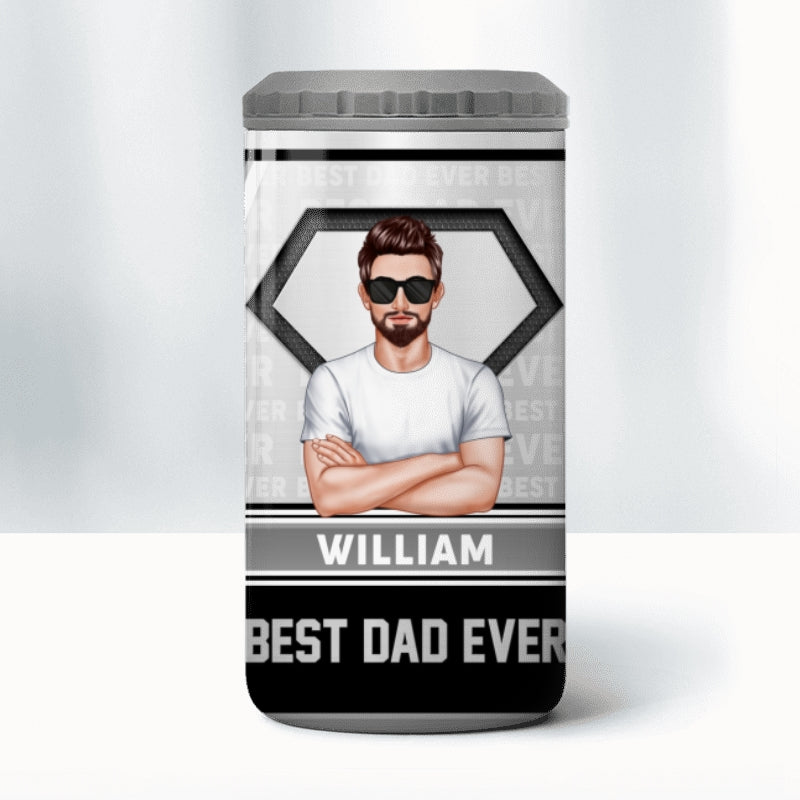 Best Dad Ever Tumbler Personalized 4 In 1 Can Cooler Christmas Gift For Dad