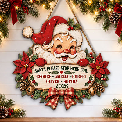 Vintage Style Santa Claus - Personalized Wood Sign - Christmas Decorations For Grandparents, Family